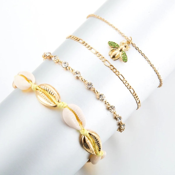 Bee Anklet 4 Piece Set, Bee Pendant Set - Picture 1 of 9